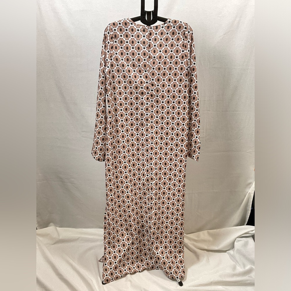 Rayon Geometric Patterned Long Sleeve Dress